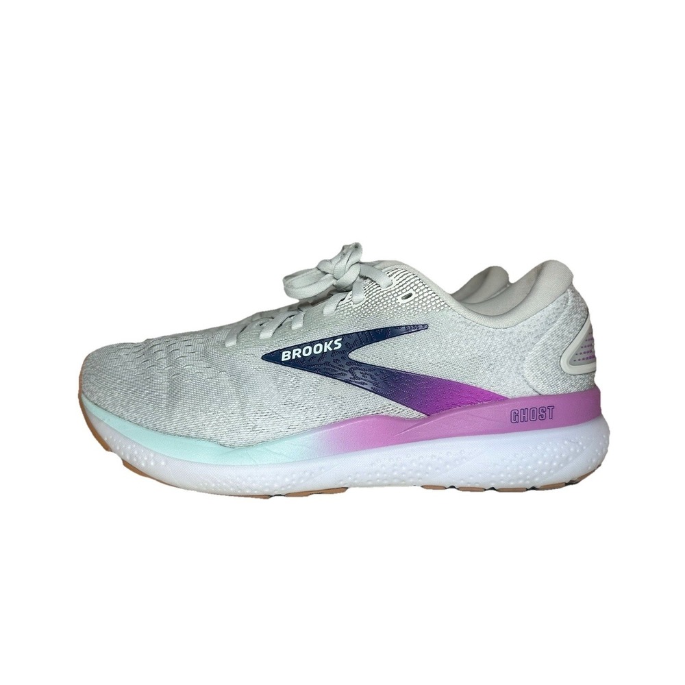 BROOKS Women's 8.5 Med (B) Ghost 16 Grey Estate Blue White Running Shoes